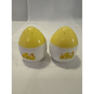 Vintage‎ MCM Avon Glass Egg Salt & Pepper Shakers 10 & 14 Flowers & Butterflies